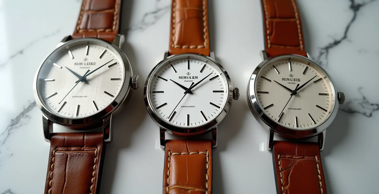 Comparación visual de proporciones correctas de reloj en muñeca