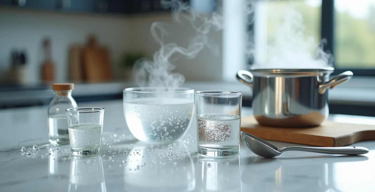 Mesa de preparación con materiales esterilizados para cosmética natural casera