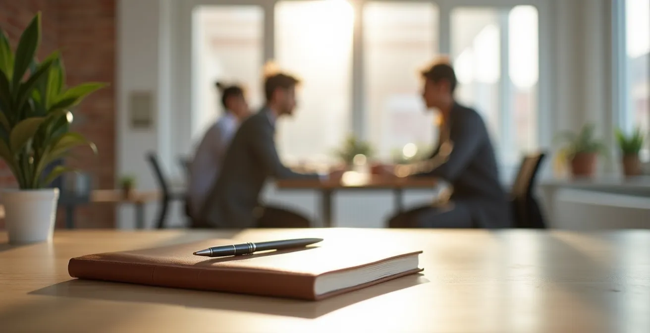 Espacio de oficina contemporáneo con ambiente profesional relajado