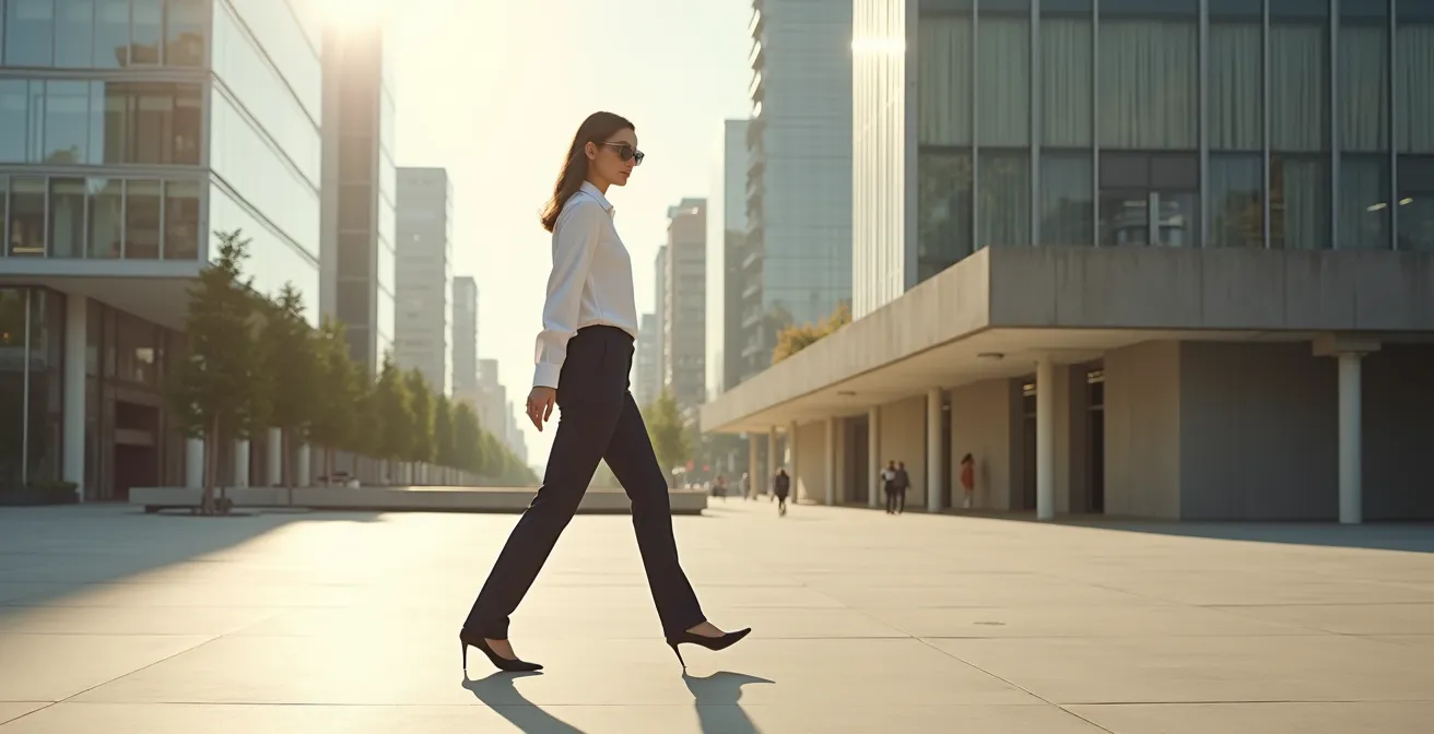 Ilustración mostrando el efecto visual de pantalón recto versus holgado en la zona abdominal