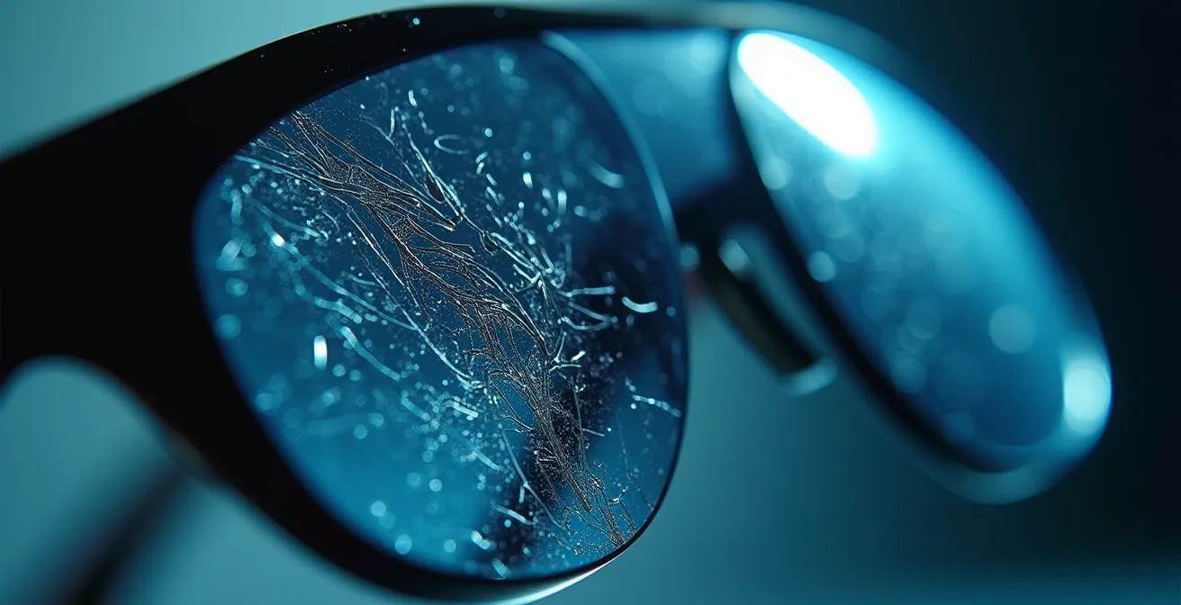 Óptico examinando gafas de sol con equipo especializado en una óptica española