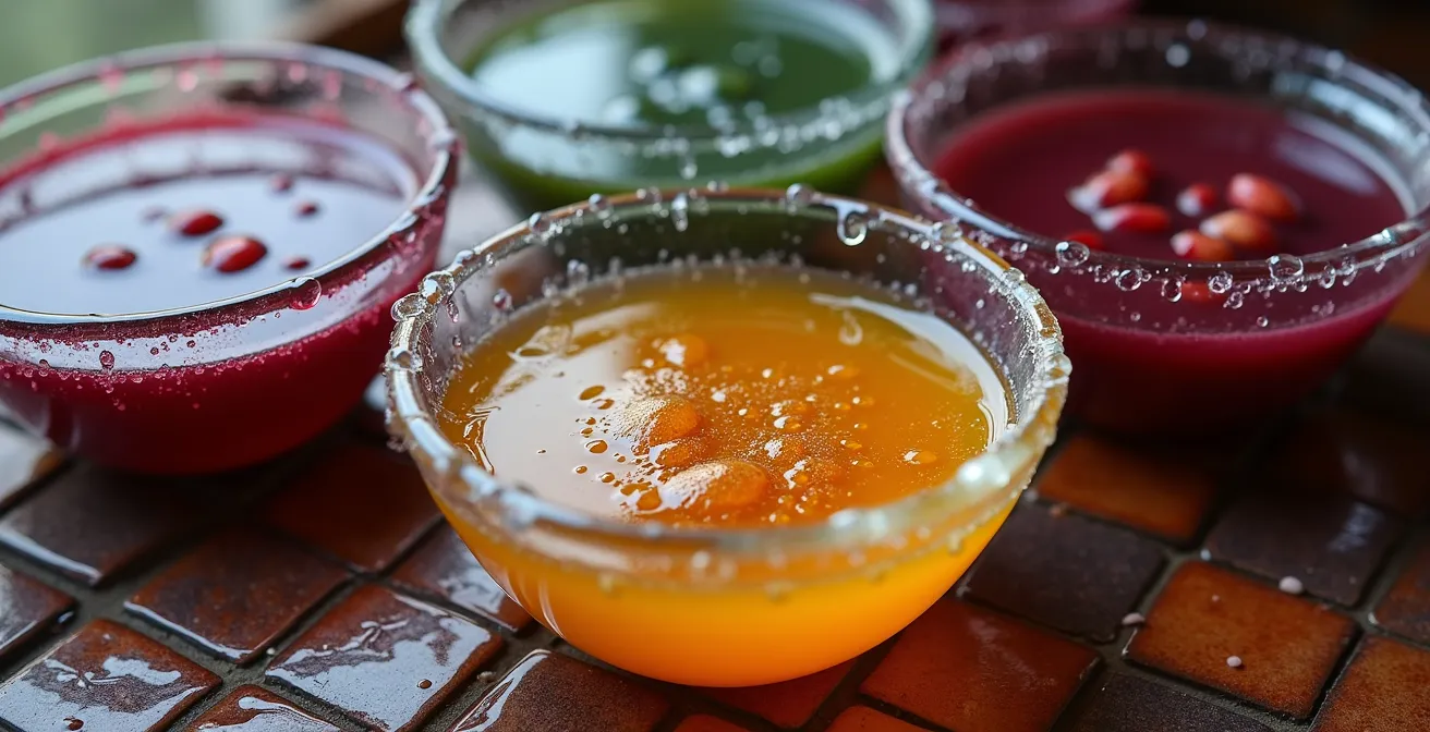 Mesa de cocina española con tintes naturales de granada y hojas de olivo para teñir ropa